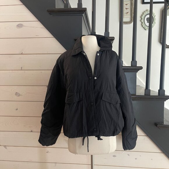 SOLD Free People Movement Off The Bleachers Coaches Jacket Black NWT Size Small - Picture 8 of 14